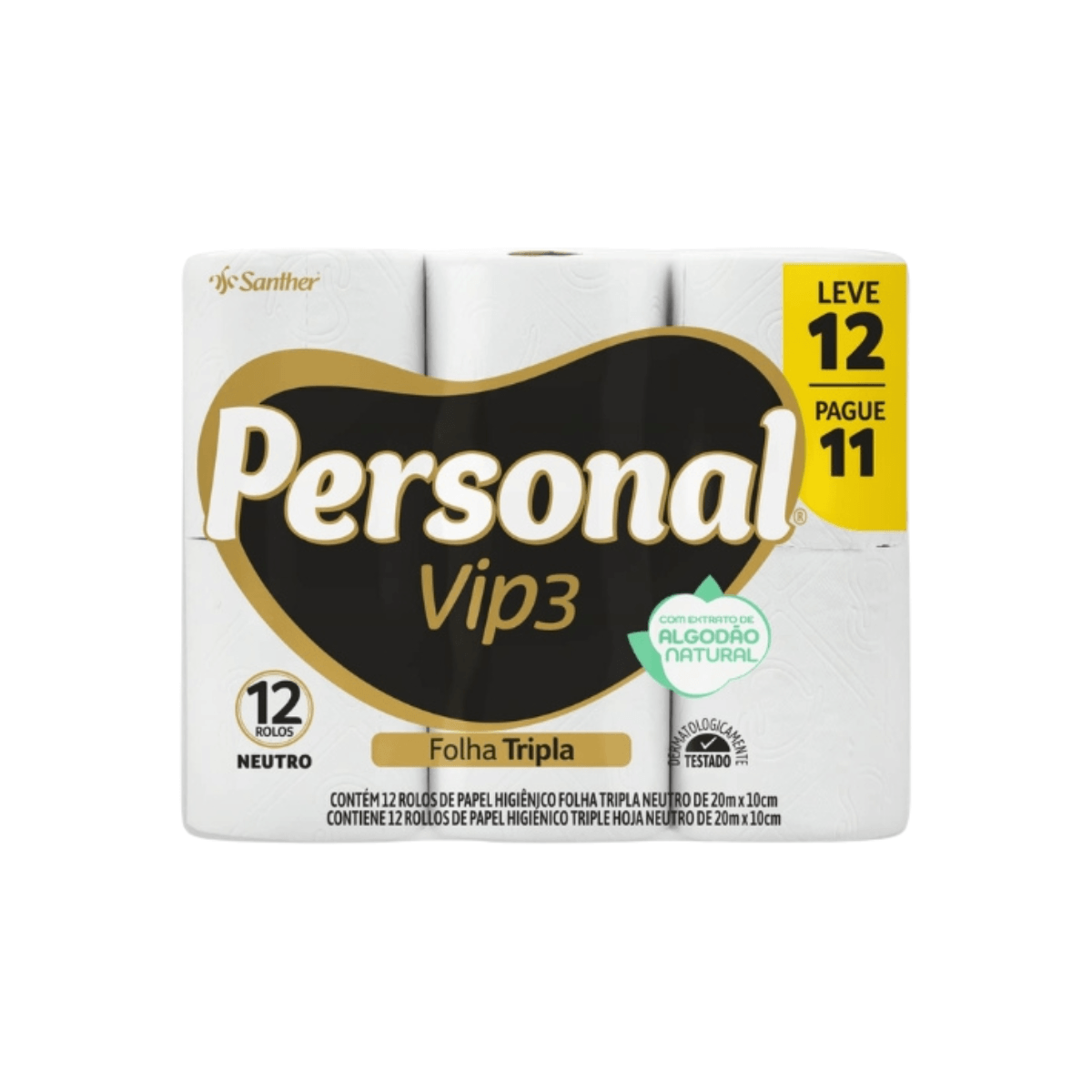 Papel Higiênico Folha Tripla Leve 12 Pague 11 Personal Vip